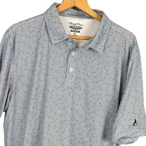 Straight Down Performance Mens XL Golf Polo Shirt Blue Orange Grid Sailboat Logo